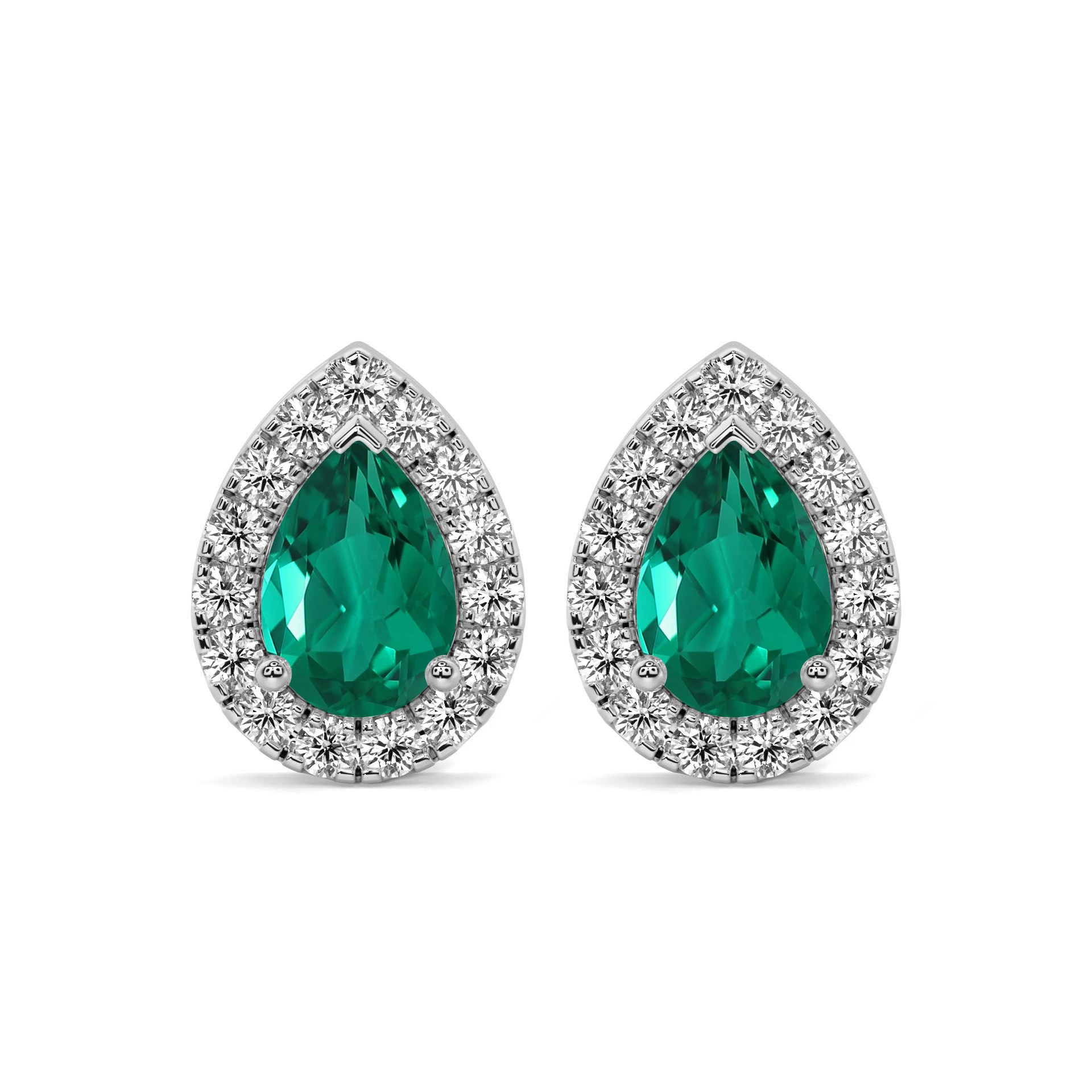 Boucles d'oreilles en forme de poire, ornées de diamants brillants et de pierres précieuses vertes éclatantes, parfaites pour une occasion spéciale. Idéales pour ajouter une touche d'élégance à toute tenue. Modèle avec diamant, bijoux de luxe.