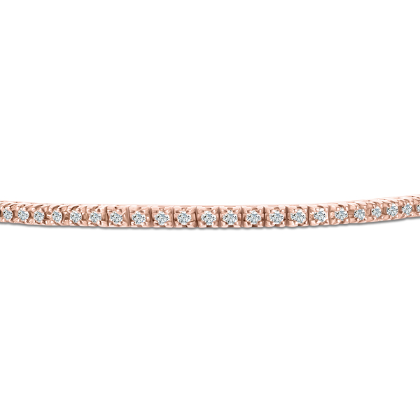Bracelet délicat en or rose orné de diamants, modèle élégant avec un design fin et des pierres précieuses scintillantes, parfait pour les occasions spéciales ou un usage quotidien. Idéal pour les cadeaux et les bijoux raffinés.