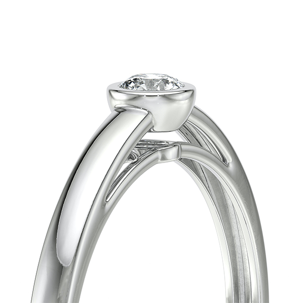 Bague en or blanc avec un diamant, présentant un design moderne et élégant. Cette bague met en valeur un diamant brillant, serti avec délicatesse, et des lignes épurées qui accentuent sa beauté. Idéale pour une demande en mariage ou un cadeau spécial, cette bague incarne le luxe et le raffinement. Modèle + diamant.