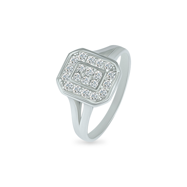 Bague diamant pavage or blanc 18 carats