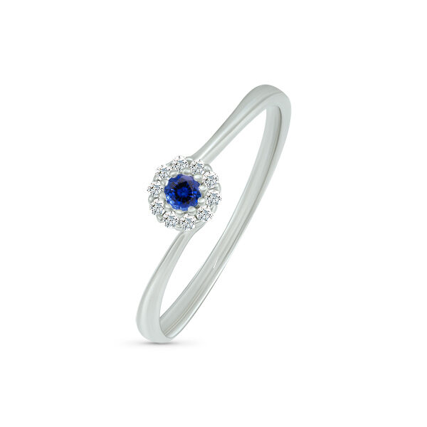 Bague entourage saphir diamant