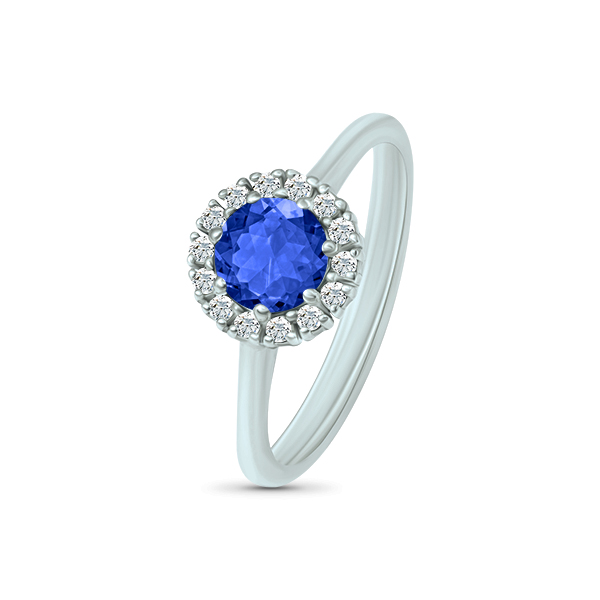 Bague entourage saphir diamant