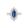 Bague entourage saphir marquise diamants