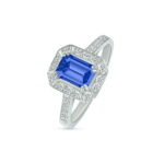 Bague entourage saphir et diamants