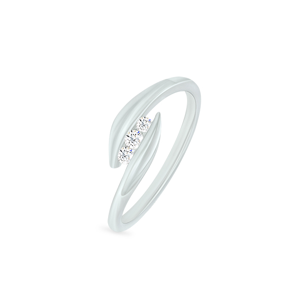 Bague élégante et moderne en argent avec un design en forme de feuille, ornée de trois diamants brillants. Idéale pour un cadeau ou pour ajouter une touche de sophistication à votre tenue quotidienne. Parfaite pour les occasions spéciales. Bague avec diamants - modèle contemporain