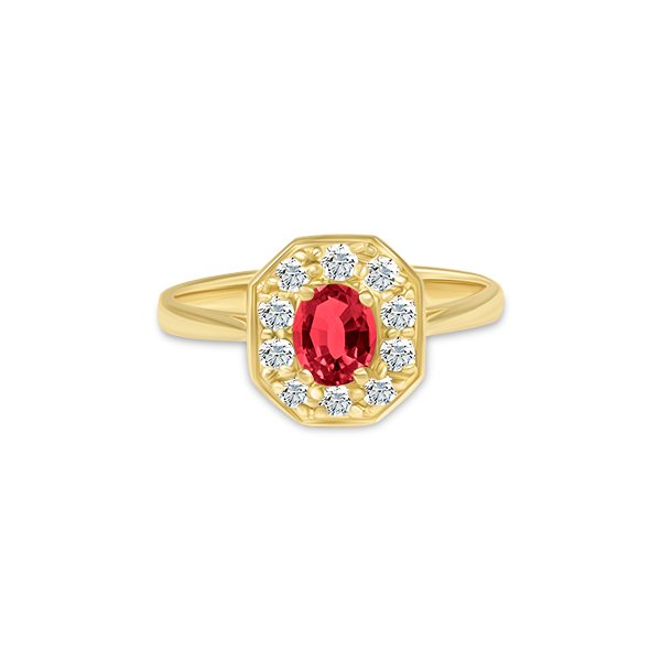 Bague rubis entourage diamant