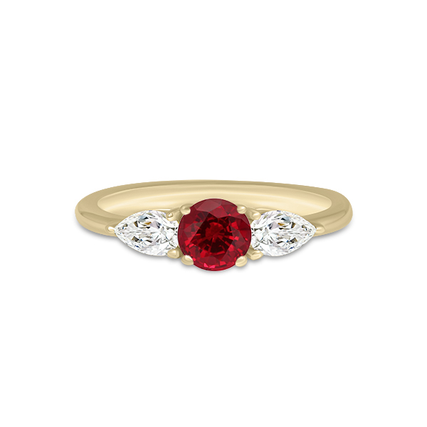 Bague trilogie rubis diamant