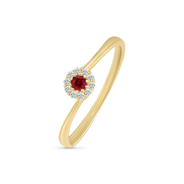 Bague entourage rubis diamant