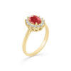 Bague pompadour rubis ovale entourage diamant or 18 carats