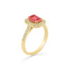 Bague entourage rubis et diamants