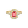 Bague entourage rubis et diamants