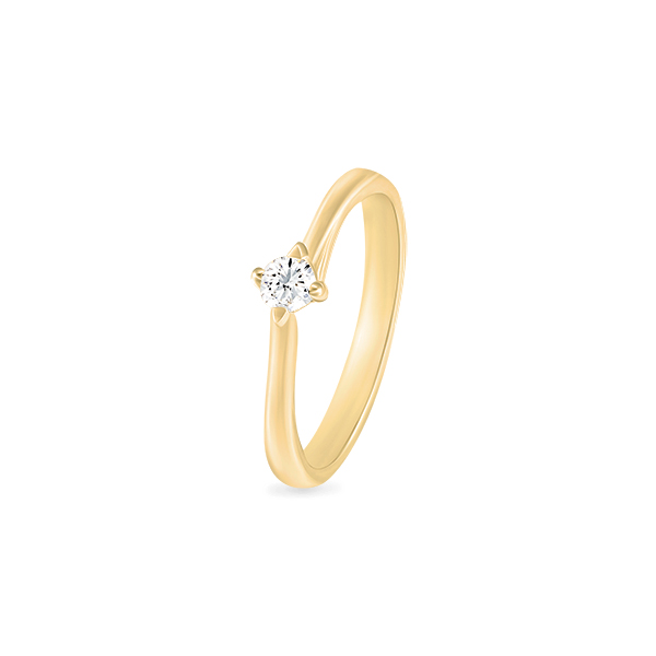 Bague en or jaune élégant avec un diamant brillant en taille brillante, mettant en valeur un design moderne et minimaliste, idéale pour des fiançailles ou des occasions spéciales. Bague diamant or jaune, bijou intemporel et chic.