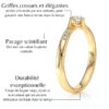 Solitaire accompagné en diamants et en or blanc 18 carats orné de diamants de pavage sur le corps de bague