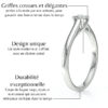 Solitaire diamant pour fiançailles avec un diamant rond serti de 4 griffes et un croisé sous le diamant, monté sur or 18 carats