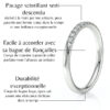 Bague en or blanc avec pavage scintillant serti descendu, offrant une brillance exceptionnelle et une durabilité accrue. Cette alliance est conçue pour s'accorder parfaitement avec une bague de fiançailles, assurant une tenue dans le temps grâce à son corps large et épais.