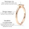 Bague en or rose avec diamant, présentant un sertissage clos réalisé à la main, un design unique moderne imaginé par des artisans, et une durabilité exceptionnelle grâce à un corps de bague large et épais.