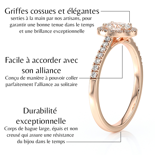 Bague de fiançailles en or jaune 18 carats forme ovale avec un diamant ovale entouré de diamants ronds