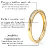 Bague en or avec pavage scintillant serti rail, conçue par des artisans pour offrir une brillance exceptionnelle et une durabilité à long terme. Cette alliance est facile à accorder avec une bague de fiançailles, grâce à son design pensé pour s'adapter parfaitement au solitaire. Le corps de bague large et épais garantit une solide résistance du bijou dans le temps.