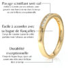 Alliance en or jaune avec pavage scintillant et serti rail, facile à accorder avec une bague de fiançailles. Conçue pour une durabilité exceptionnelle, ce bijou allie élégance et résistance dans le temps.