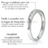 Bague en or blanc brillante avec pavage scintillant serti rail, conçue pour offrir une durabilité exceptionnelle et facile à accorder avec une bague de fiançailles, mettant en avant l'artisanat de haute qualité et une brillance intemporelle.