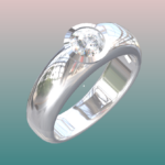 Bague en argent avec un diamant brillant, modèle moderne et élégant. Cette bague possède une monture lisse et polie, mettant en valeur une pierre centrale étincelante. Idéale pour les fiançailles ou comme bijou de luxe, elle incarne le raffinement et le style intemporel.